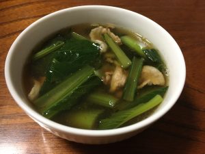 秋川牧園の小松菜の中華風スープ