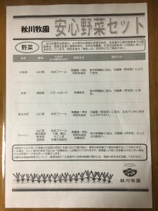 秋川牧園の野菜の産地・生産者・栽培方法の一覧