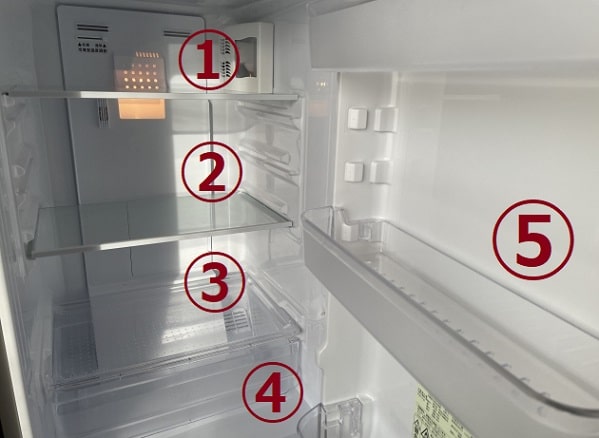 冷蔵庫の収納場所の例